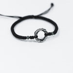 Buddha Stones 999 Sterling Silver Peace Buckle Black Wax Rope Protection Bracelet