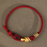 Buddha Stones 999 Gold Year of the Snake Design Handmade Luck Protection Rope Braided Bracelet (Extra 30% Off | USE CODE: FS30)