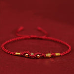Buddha Stones 999 Gold Year of the Snake Mini Gold Bead Handmade Luck Protection Braided Bracelet (Extra 30% Off | USE CODE: FS30)