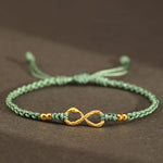Buddha Stones 999 Gold Year of the Snake Eternal Endless Knot Infinity Handmade Luck Bracelet