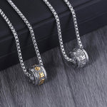 Buddha Stones Tibetan Om Mani Padme Hum Titanium Steel Peace Necklace Pendant