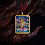 Buddha Stones Tibetan Zakiram Nine Tailed Fox Yellow God of Wealth Painted Thangka Hope Necklace Pendant