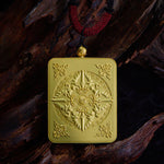 Buddha Stones Tibetan Zakiram Nine Tailed Fox Yellow God of Wealth Painted Thangka Hope Necklace Pendant