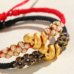 Buddha Stones Handmade 999 Sterling Silver Year Of The Snake Red String Heart Peach Blossom Luck Bracelet