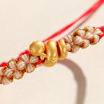 Buddha Stones Handmade 999 Sterling Silver Year Of The Snake Red String Heart Peach Blossom Luck Bracelet