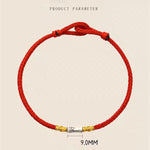 Buddha Stones Handmade 925 Sterling Silver Bamboo Design Red String Luck Braided Bracelet