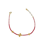 Buddha Stones 925 Sterling Silver Plated 24k Gold Liuli Glass Bead PiXiu Four Leaf Clover Joy And Happiness Wealth Bracelet