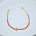 Buddha Stones 925 Sterling Silver Plated 24k Gold Liuli Glass Bead PiXiu Four Leaf Clover Joy And Happiness Wealth Bracelet