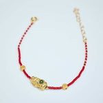 Buddha Stones 925 Sterling Silver Plated 24k Gold Liuli Glass Bead PiXiu Four Leaf Clover Joy And Happiness Wealth Bracelet