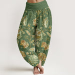 Buddha Stones Cotton Casual Blooming Flowers Buds Design Women's Elastic Waist Harem Pants