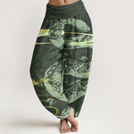 Buddha Stones Cotton Auspicious Clouds With Snake Pattern Women's Elastic Waist Harem Pants
