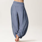 Buddha Stones Cotton Dharma Wheel Lotus OM Pattern Women's Elastic Waist Harem Pants