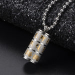 Buddha Stones Tibetan Om Mani Padme Hum Lotus Pattern Prayer Wheel Titanium Steel Peace Necklace Pendant