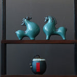 Buddha Stones Head Down Up Horse Ceramic Success Freedom Home Decoration
