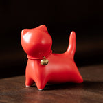 Buddha Stones Mini Cute Standing Lying Cat Tea Pet Ceramic Home Desk Figurine Decoration