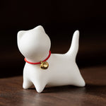 Buddha Stones Mini Cute Standing Lying Cat Tea Pet Ceramic Home Desk Figurine Decoration