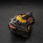 Buddha Stones Feng Shui Frog Toad Copper Coins Ceramic Purple Clay Wealth Home Tea Pet Figurine Decoration