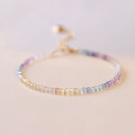Buddha Stones 2.5mm Fluorite Ultra-thin Beads 14k Gold Plated Copper Heart Power Bracelet