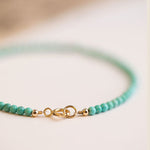 Buddha Stones 2mm Turquoise Ultra-thin Beads 14k Gold Plated Copper Wisdom Bracelet