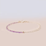 Buddha Stones 2.5mm Natural Amethyst Ultra-thin Beads 14k Gold Plated Copper Inner Peace Bracelet