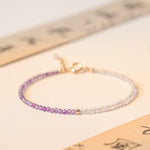 Buddha Stones 2.5mm Natural Amethyst Ultra-thin Beads 14k Gold Plated Copper Inner Peace Bracelet