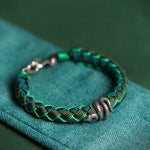 Buddha Stones Year of the Snake 999 Sterling Silver String Protection Braided Bracelet