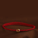 Buddha Stones 999 Gold Small Peace Buckle Red String Protection Luck Braided Bracelet Anklet