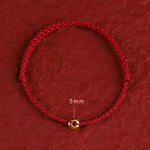 Buddha Stones 999 Gold Small Peace Buckle Red String Protection Luck Braided Bracelet Anklet
