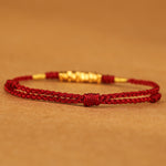 Buddha Stones 999 Gold Small Pieces String Protection Luck Ultra-Thin Braided Bracelet