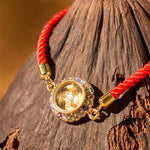 Buddha Stones Copper Brass Color Rotatable Windmill Feng Sheng Shui Qi Fu Red String Faith Braided Bracelet
