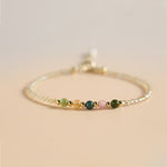 Buddha Stones 2.5mm Ultra-thin Citrine Tourmaline 14K Gold Filled Copper Beads Prosperity Bracelet