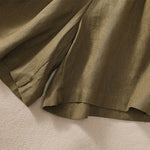 Buddha Stones Solid Color Contrast Color Waist Lace-up Cotton Linen Women's Shorts With Pockets