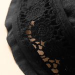 Buddha Stones Plain Color Bottom Hollow Lace Design Lace-up Cotton Women's Shorts With Pockets