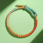 Buddha Stones Tibetan Colorful Gold Thread Dragon Scale Knot Protection Braided Bracelet