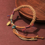 Buddha Stones Tibetan Hand-woven Colored Rope Adjustable Tassels Nafu Luck Bracelet