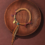 Buddha Stones Tibetan Hand-woven Colored Rope Adjustable Tassels Nafu Luck Bracelet