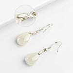Buddha Stones 925 Sterling Silver Jade Water Drop Pattern Luck Prosperity Dangle Earrings