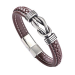 Buddha Stones Fashion Titanium Steel Leather Strengthen Bracelet