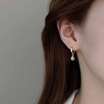 Buddha Stones Round Jade Bead Prosperity Earrings