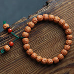 Buddha Stones Tibetan Rudraksha Bodhi Seed Agate Wealth Bracelet