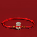 Buddha Stones Hetian Jade Cute Rabbit String Luck Bracelet