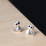Buddha Stones 925 Sterling Silver Posts Cute Cat Kitten Blessing Stud Earrings