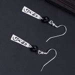 Buddha Stones 925 Sterling Silver Black Onyx Hollow Vine Protection Drop Earrings