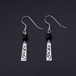 Buddha Stones 925 Sterling Silver Black Onyx Hollow Vine Protection Drop Earrings