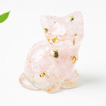 Buddha Stones Sitting Cat  Resin Gravel Pink Crystal Citrine White Crystal Lapis Lazuli Soothing Desktop Decoration