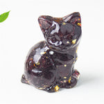 Buddha Stones Sitting Cat  Resin Gravel Pink Crystal Citrine White Crystal Lapis Lazuli Soothing Desktop Decoration