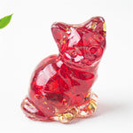 Buddha Stones Sitting Cat  Resin Gravel Pink Crystal Citrine White Crystal Lapis Lazuli Soothing Desktop Decoration