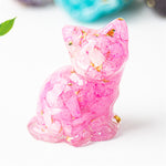 Buddha Stones Sitting Cat  Resin Gravel Pink Crystal Citrine White Crystal Lapis Lazuli Soothing Desktop Decoration