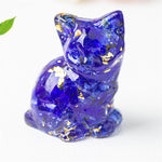 Buddha Stones Sitting Cat  Resin Gravel Pink Crystal Citrine White Crystal Lapis Lazuli Soothing Desktop Decoration