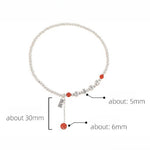Buddha Stones 925 Sterling Silver Small Beads Red Agate Peace And Joy Blessing Anklet
